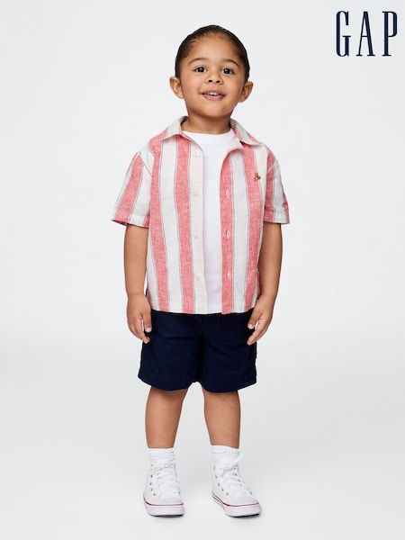 Gap Red Stripe Linen-Cotton Cabana Shirt & Shorts Set (6mths-5yrs) (H20771) | €50