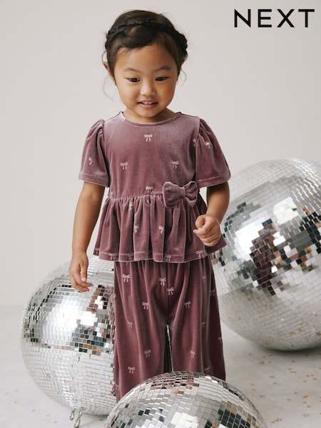 Mink Pink Bow - Velvet Co-ord Set (3mths-8yrs) (H20774) | ‏71 د.إ.‏ - ‏ 86‏ د.إ.