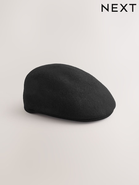 Black Wool Flat Cap (H20870) | R$ 190