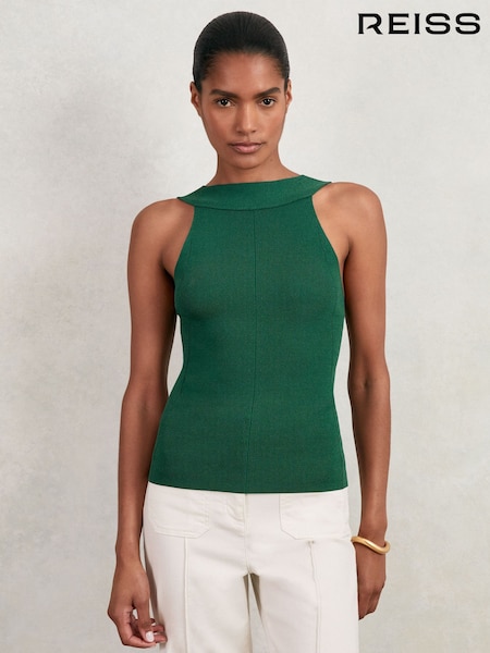 Reiss Green Maisie Low-Back Rib-Knit Vest (H20926) | €125