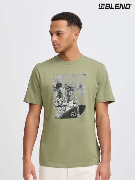 Verde - Blend Holiday Printed Short Sleeve 100% Cotton T-Shirt (H20941) | 23 €