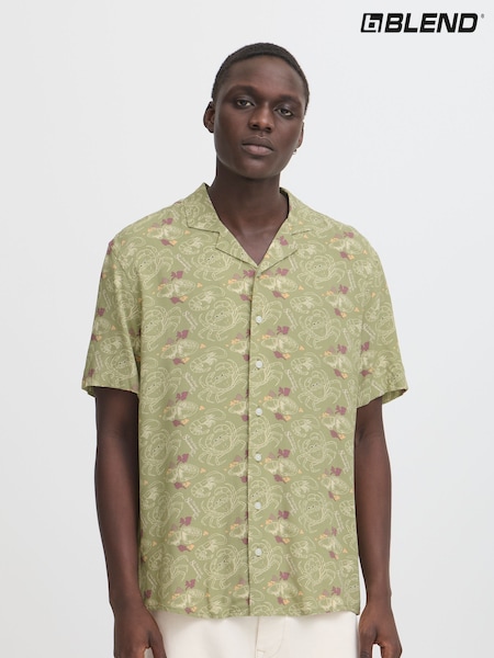 Blend Green Crab Print Resort Short Sleeve Shirt (H20942) | €43