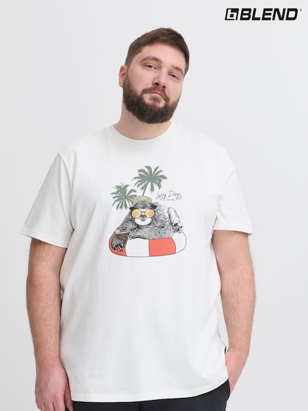 Blend Off White Owl Print Short Sleeve 100% Cotton T-Shirt (H20944) | €35