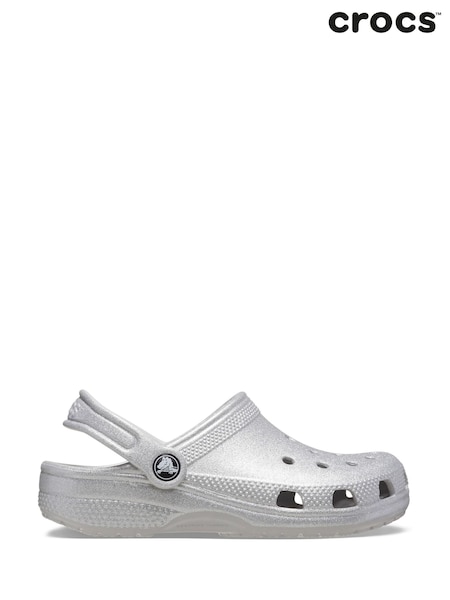 Crocs Silver Kids Classic Glitter Clogs (H20951) | AED262