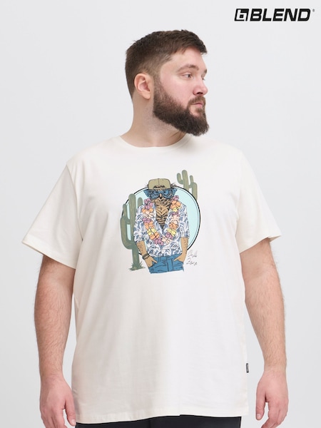 Blend White Owl Print Short Sleeve 100% Cotton T-Shirt (H20955) | €33