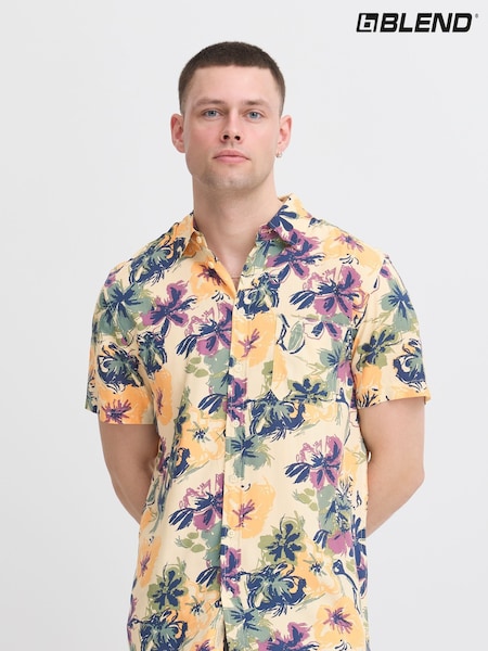 Blend Cream Sand Floral Print Short Sleeve Shirt (H20968) | €40