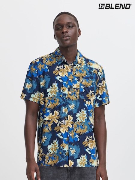 Blend Blue Sand Floral Print Short Sleeve Shirt (H20969) | €40