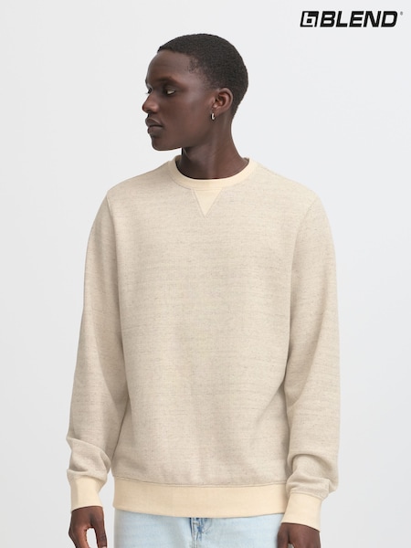 Blend Cream Sand Woven Crew Neck Sweater (H20976) | 1,802 UAH