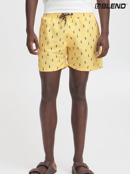 Blend Yellow Penguin Print Swim Shorts (H20983) | ₪141