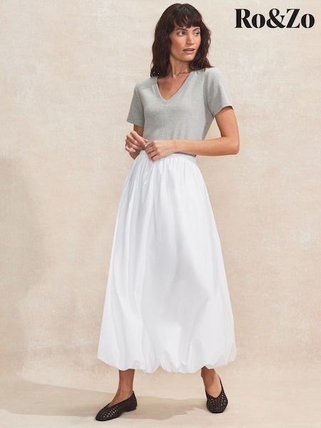 Ro&Zo White 100% Cotton Bubble Hem Skirt (H20991) | €117