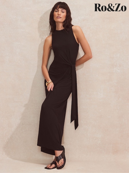Ro&Zo Black Petite Jersey Tie Front Dress (H21001) | R$ 780