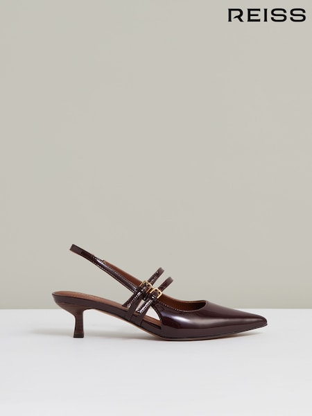 Reiss Isla Leather Slingback Buckle Court Shoes (H21011) | 245 €