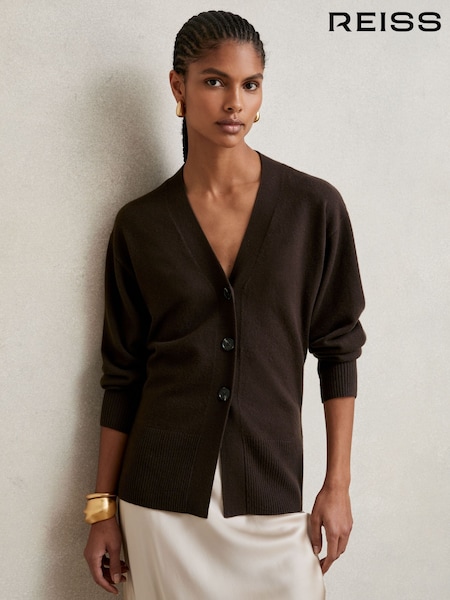 Chocolate - Reiss Tyla Cardigan (H21025) | R$ 1.185