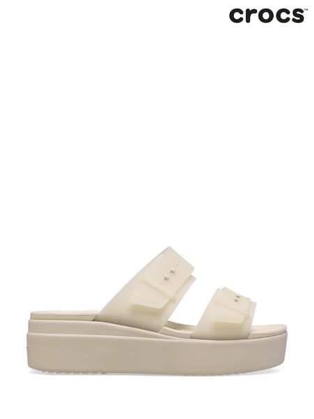 Cream - Crocs Brooklyn Buckle Low Wedge Sandals (H21071) | 92 €