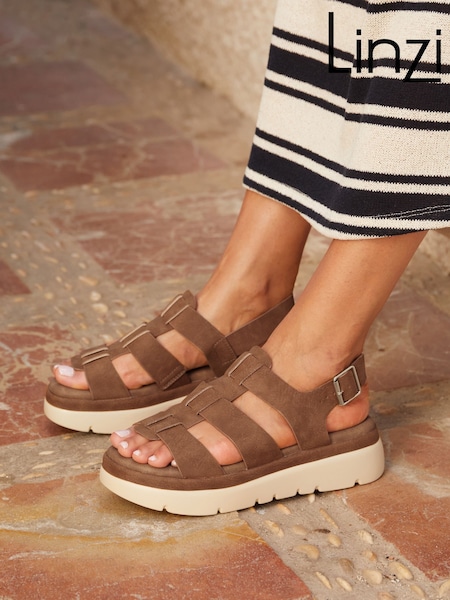 Linzi Brown Boston Fisherman Flatform Sandals (H21146) | ₪191