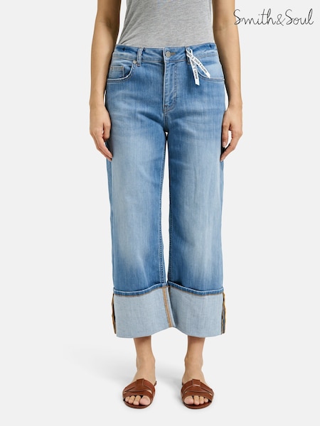 Smith & Soul Blue Straight Leg Jeans With Cuffs (H21156) | €131