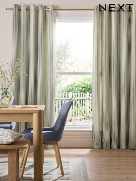 Blue Green Stripe Eyelet Curtains (H21171) | ‏196 ر.ق. - ‏637 ر.ق.