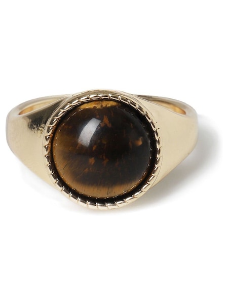 DCK Mens Gold Tone Semi Precious Stone Set Ring (H21177) | €21