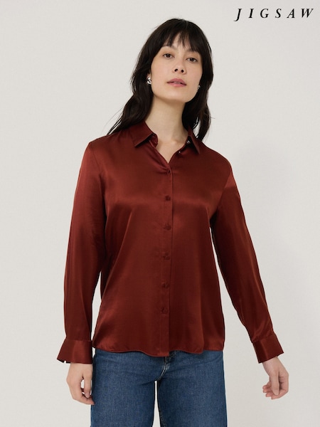 Jigsaw Red Silk Satin Blend Shirt (H21224) | €198