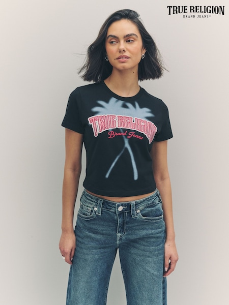 True Religion Jet Black Palm Tree Baby T-Shirt (H21236) | €58