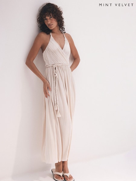 Mint Velvet Plisse Metallic Midi Dress (H21271) | €156