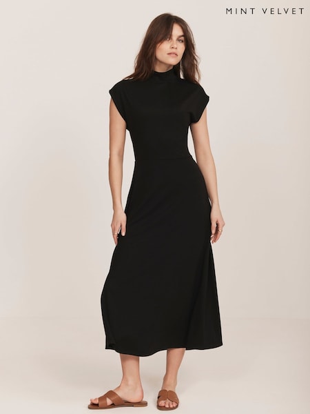 Mint Velvet Black Jersey High Neck Maxi Dress (H21280) | €126