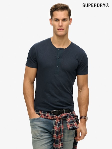 Superdry Blue The Merchant Store Short Sleeve Grandad 100% Cotton T-Shirt (H21300) | €46