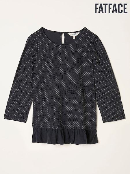 FatFace Kai Black Pin Spot Peplum Top (H21309) | €52