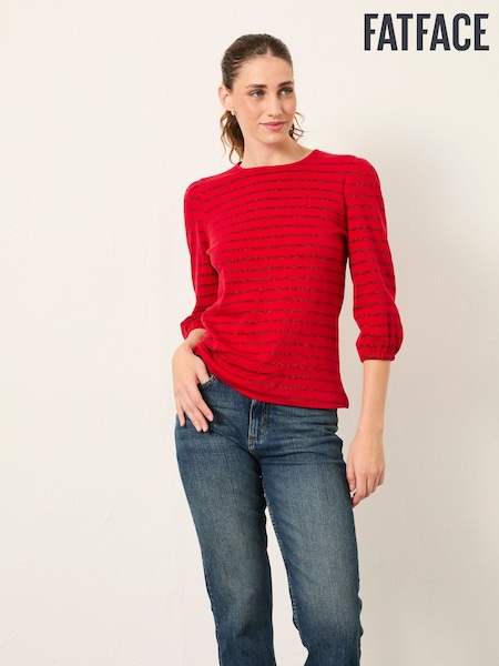 FatFace Leni Red Sparkle Stripe Top (H21316) | €46