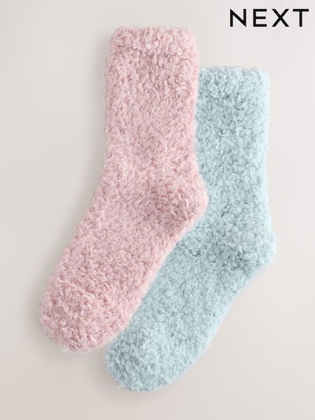Pink/Grey Teddy Borg Cosy Socks 2 Pack (H21337) | €11