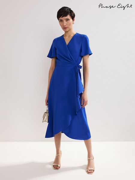 Phase Eight Blue Chrome Petite Julissa Wrap Dress (H21352) | €164