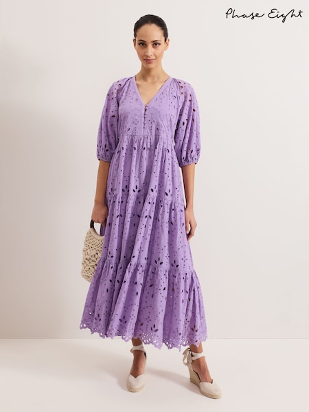 Phase Eight Purple Lorena Maxi 100% Cotton Dress (H21356) | €213