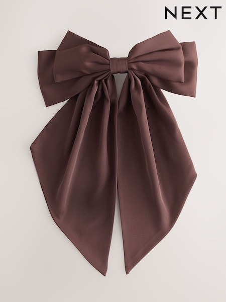 Chocolate Brown Satin Bow Hair Clip (H21360) | €11
