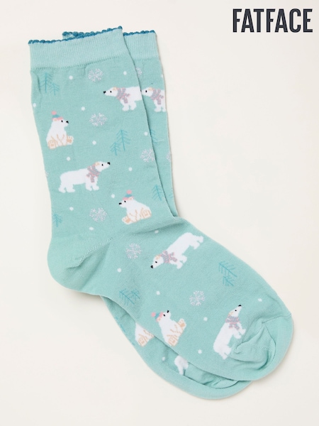 FatFace Green Haze Polar Bear Socks (H21464) | 37 QAR