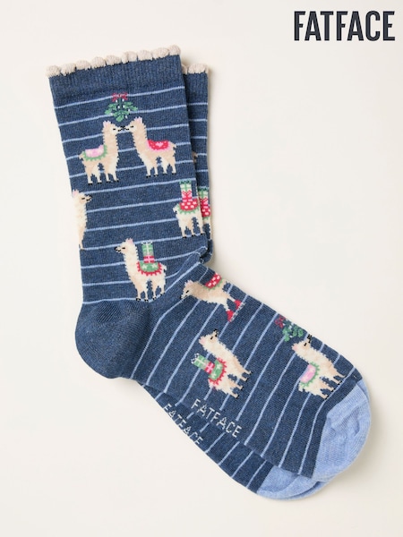 FatFace Navy Llama Socks (H21469) | AED44