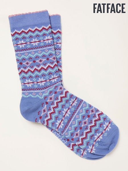 FatFace Blue Fairisle Socks (H21472) | 37 QAR