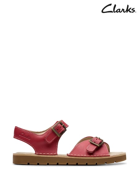 Red - Clarks Leather PlaysunReef K. Sandals (H21511) | 283 LEI - 313 LEI