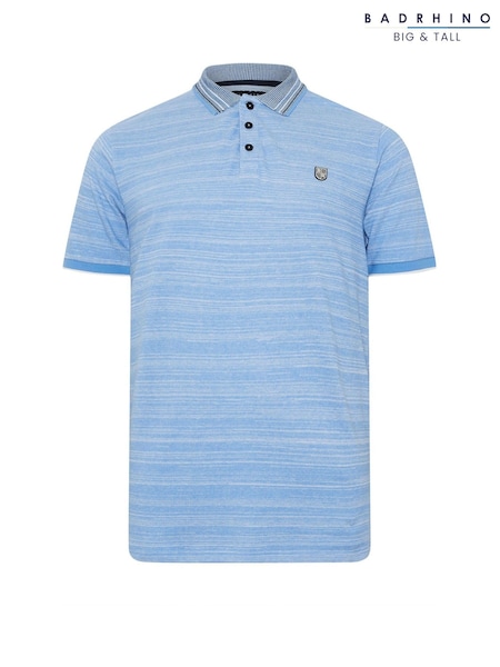 BadRhino Big & Tall Blue Jacquard 100% Cotton Polo Shirt (H21565) | €42