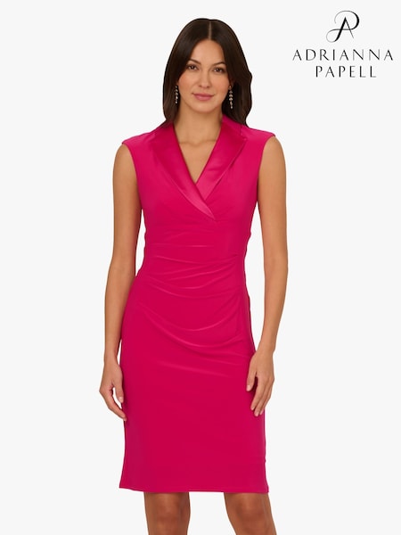 Adrianna Papell Pink Jersey Tuxedo Dress (H21567) | 688 QAR