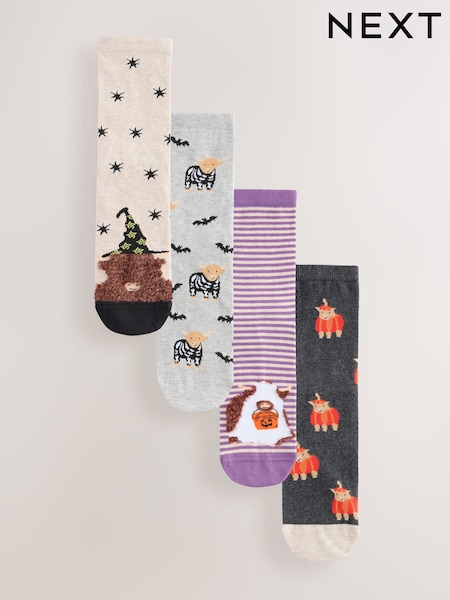 Halloween Hamish the Altoland Cow - Ankle Socks 4 Pack (H21583) | 13 €