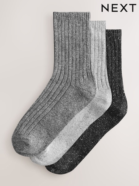 Tonal Grey Containing Wool Ankle Socks 3 Pack (H21593) | €17