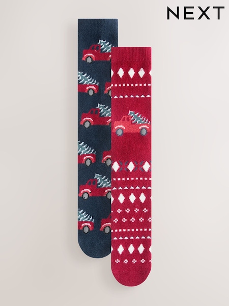 Navy/Red Truck Matching Family Christmas Cosy Socks 2 Pack (H21605) | € 18