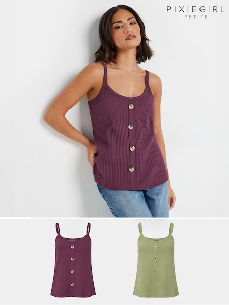 Violetti - PixieGirl Petite -nappiedestä resoritut liivit 2 pakkaus (H21645) | €52