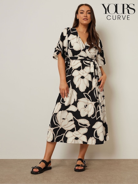 cărbune Negru - Rochie parte peste parte abstractă Yours Curve (H21647) | 276 LEI