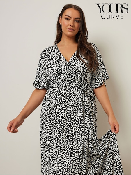 Yours Curve Black Abstract Wrap Dress (H21650) | €47