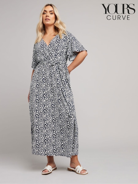 Yours Curve Blue Abstract Wrap Dress (H21654) | €47