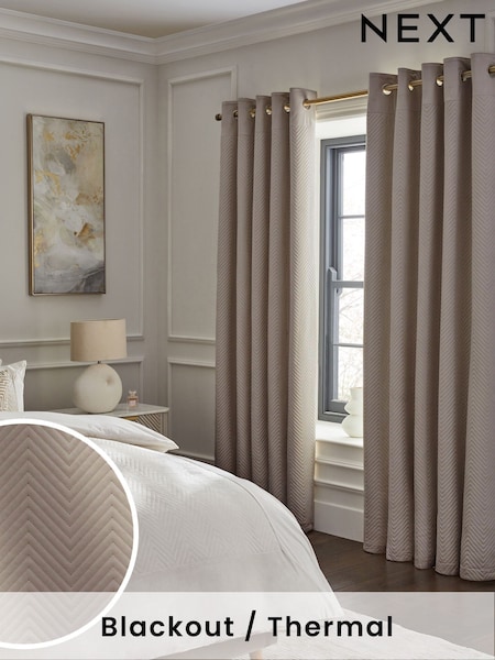 Mink Natural Madison Blackout/Thermal Eyelet Curtains (H21687) | R$ 735 - R$ 1,715