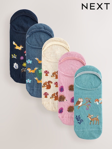 Autumn Animals Invisible Socks 5 Pack (H21769) | €11