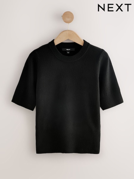 Black Super Soft Short Sleeve Knitted Top (H21776) | €20