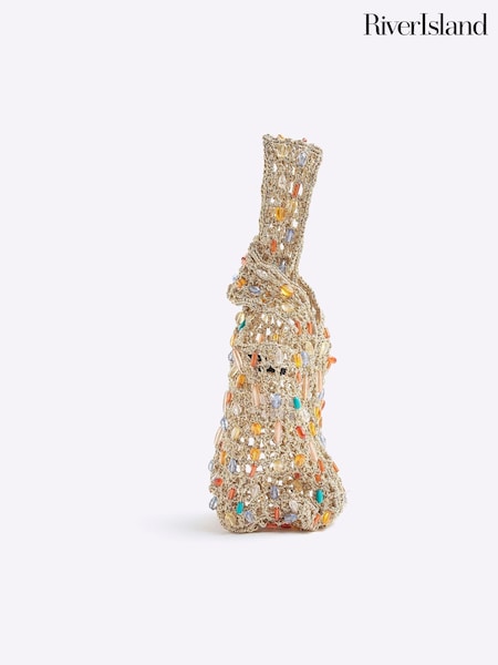 River Island Gold Net Beaded Grab Bag (H21779) | $74